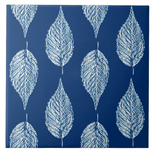 Beech Leaf Chalk Print, Cobalt Blue en White Tegeltje