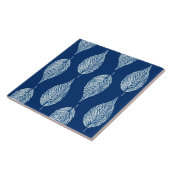 Beech Leaf Chalk Print, Cobalt Blue en White Tegeltje (Zijkant)