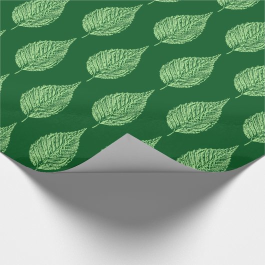 Beech Leaf Chalk Print, Deep Emerald Green Cadeaupapier (Hoek)