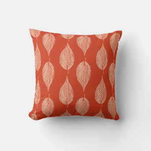 Beech Leaf Chalk Print, Mandarijns Oranje Kussen
