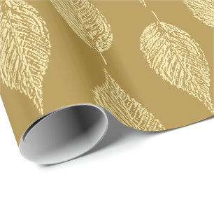 Beech Leaf Chalk Print, Mustard Yellow / Gold Cadeaupapier