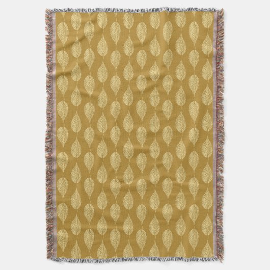 Beech Leaf Chalk Print, Mustard Yellow / Gold Deken (Voorkant Verticaal)