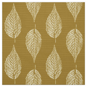 Beech Leaf Chalk Print, Mustard Yellow / Gold Stof