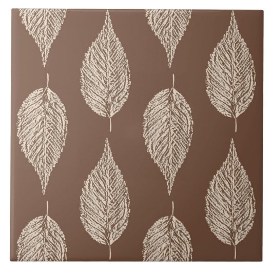Beech Leaf Chalk Print, Taupe Tan en Cream Tegeltje (Voorkant)