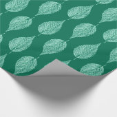 Beech Leaf Chalk Print, Turquoise en Aqua Cadeaupapier (Hoek)