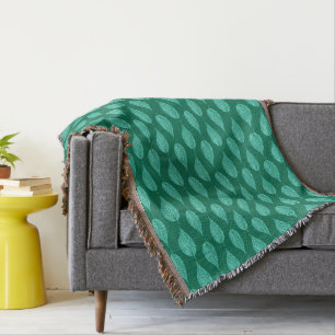 Beech Leaf Chalk Print, Turquoise en Aqua Deken