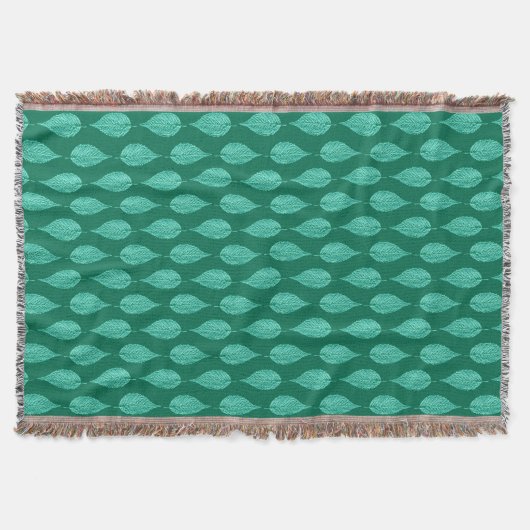 Beech Leaf Chalk Print, Turquoise en Aqua Deken (Voorkant)