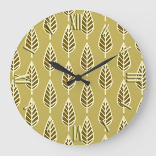 Beech leaf-patroon - Camel tan en bruin Grote Klok