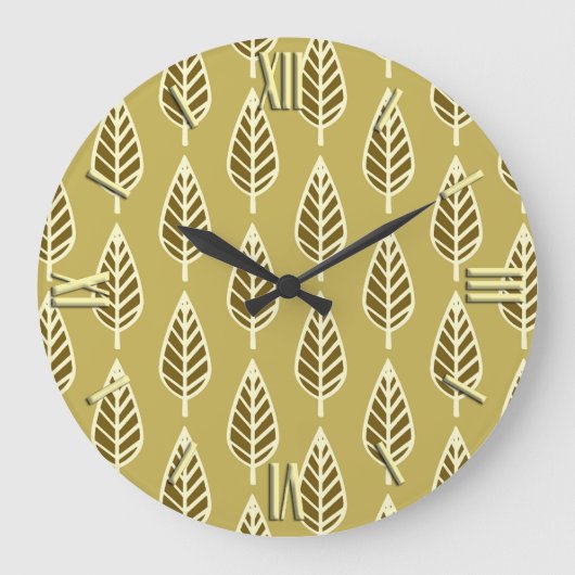 Beech leaf-patroon - Camel tan en bruin Grote Klok (Voorkant)