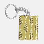 Beech leaf-patroon - Camel tan en bruin Sleutelhanger (Voorkant Links)