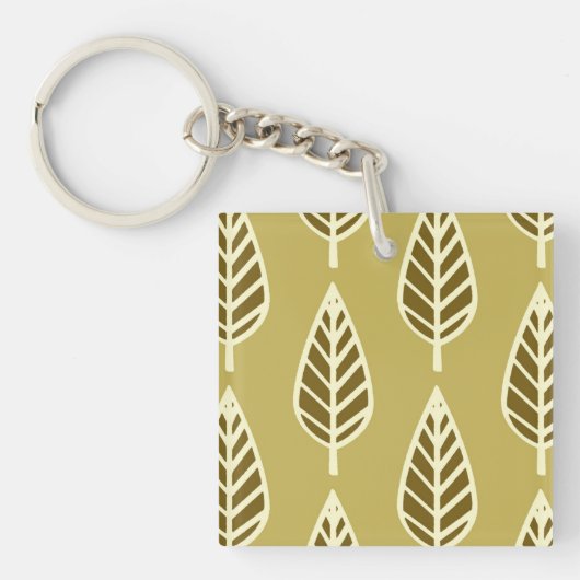 Beech leaf-patroon - Camel tan en bruin Sleutelhanger (Voorkant)