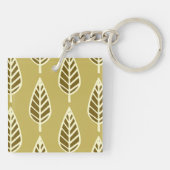 Beech leaf-patroon - Camel tan en bruin Sleutelhanger (Achterkant)