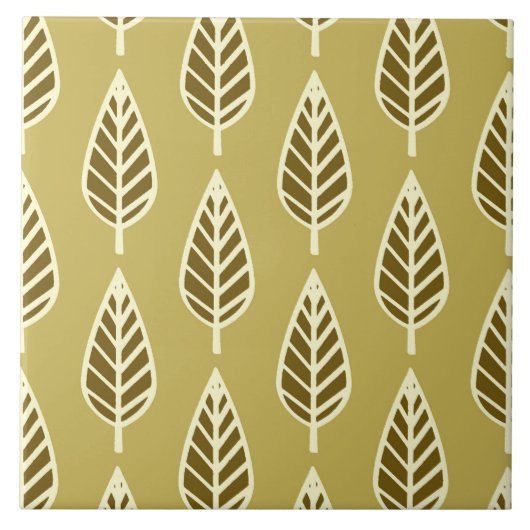 Beech leaf-patroon - Camel tan en bruin Tegeltje (Voorkant)