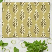 Beech leaf-patroon - Camel tan en bruin Theedoek (Gevouwen)