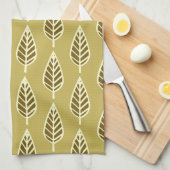 Beech leaf-patroon - Camel tan en bruin Theedoek (Quarter Fold)