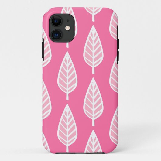 Beech leaf-patroon - Florescent roze en wit Case-Mate iPhone Case (Achterkant)