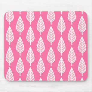 Beech leaf-patroon - Florescent roze en wit Muismat