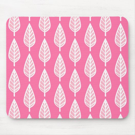 Beech leaf-patroon - Florescent roze en wit Muismat (Voorkant)