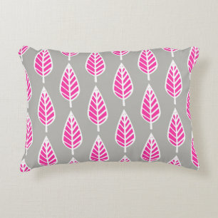 Beech leaf-patroon - Fuchsia roze en zilver Accent Kussen