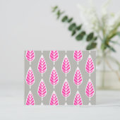 Beech leaf-patroon - Fuchsia roze en zilver Briefkaart (Staand voorkant)
