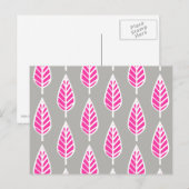 Beech leaf-patroon - Fuchsia roze en zilver Briefkaart (Voorkant / Achterkant)