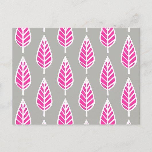 Beech leaf-patroon - Fuchsia roze en zilver Briefkaart (Voorkant)