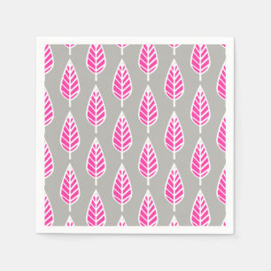 Beech leaf-patroon - Fuchsia roze en zilver Servetten