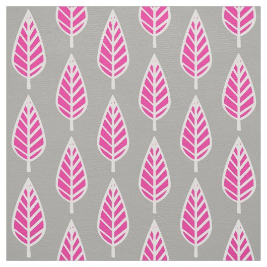Beech leaf-patroon - Fuchsia roze en zilver Stof (Swatch)