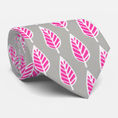 Beech leaf-patroon - Fuchsia roze en zilver Stropdas (Opgerold)