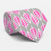 Beech leaf-patroon - Fuchsia roze en zilver Stropdas (Opgerold)