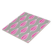 Beech leaf-patroon - Fuchsia roze en zilver Tegeltje (Zijkant)