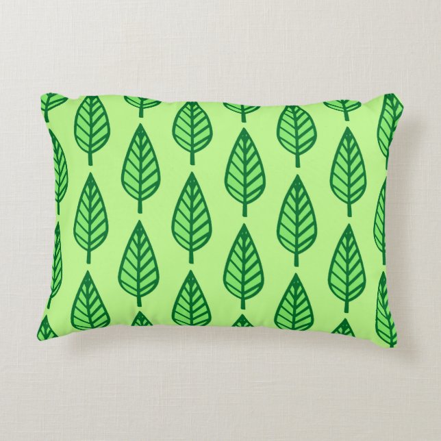 Beech leaf-patroon - groene tinten accent kussen (Achterkant)