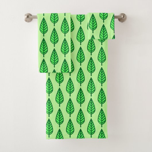 Beech leaf-patroon, groene tinten bad handdoek (Insitu)