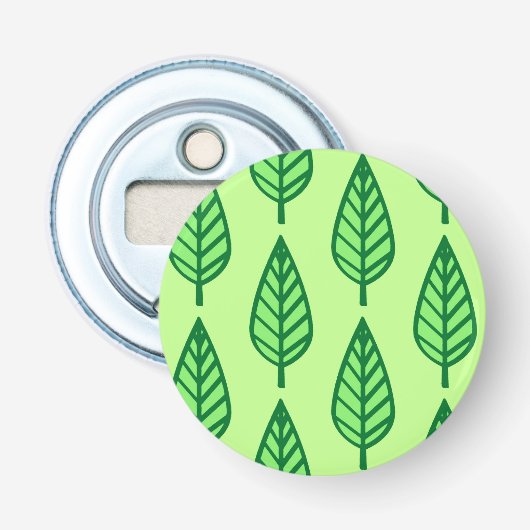 Beech leaf-patroon - groene tinten button flesopener (Voorkant)