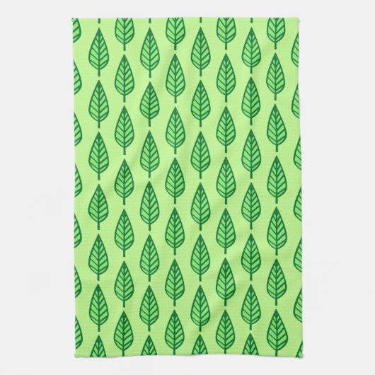 Beech leaf-patroon - groene tinten theedoek (Verticaal)