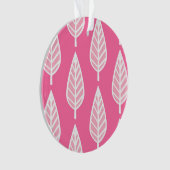Beech leaf-patroon - Hot-roze en white Ornament (voorkant)