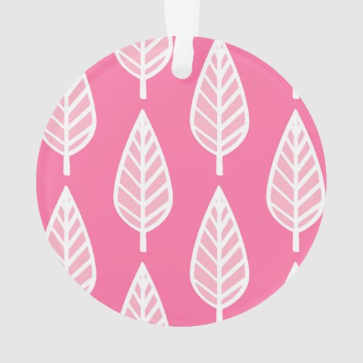 Beech leaf-patroon - Hot-roze en white Ornament (achterkant)