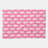 Beech leaf-patroon - Hot-roze en white Theedoek (Horizontaal)