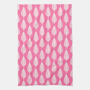 Beech leaf-patroon - Hot-roze en white Theedoek