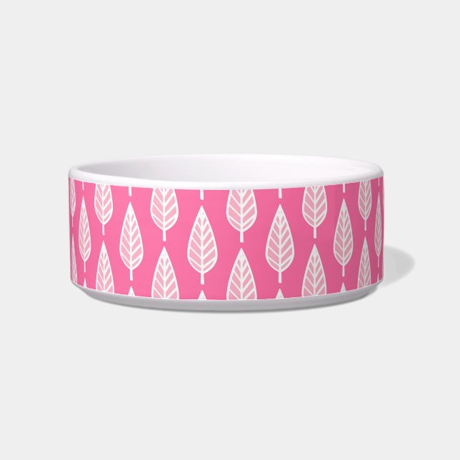 Beech leaf-patroon - Hot-roze en white Voerbakje (Links)