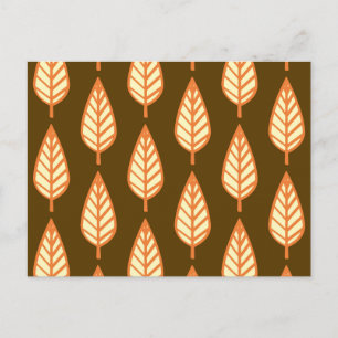 Beech leaf-patroon - Oranje en bruin Briefkaart