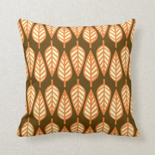 Beech leaf-patroon - Oranje en bruin Kussen