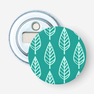 Beech leaf-patroon - Peacock en aqua Button Flesopener