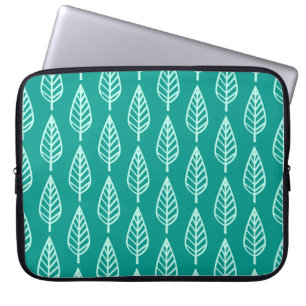 Beech leaf-patroon - Peacock en aqua Laptop Sleeve