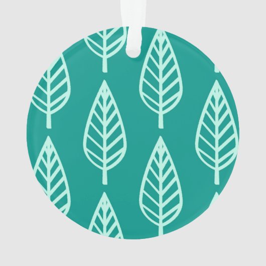 Beech leaf-patroon - Peacock en aqua Ornament (achterkant)