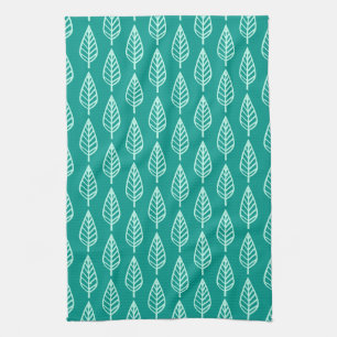 Beech leaf-patroon - Peacock en aqua Theedoek