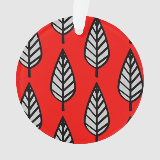 Beech leaf-patroon - rood, zwart en grijs / grijs ornament (voorkant)