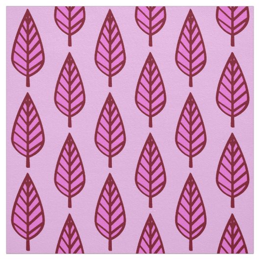 Beech leaf-patroon - roze en Bourgogne Stof (Swatch)