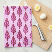 Beech leaf-patroon - roze en Bourgogne Theedoek (Quarter Fold)