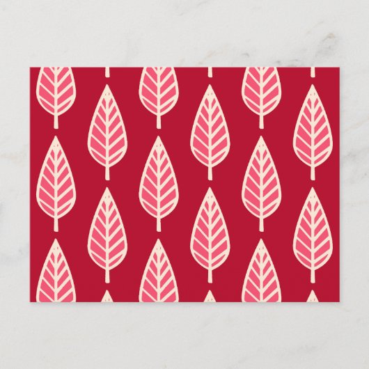 Beech leaf-patroon - Ruby red en crème Briefkaart (Voorkant)